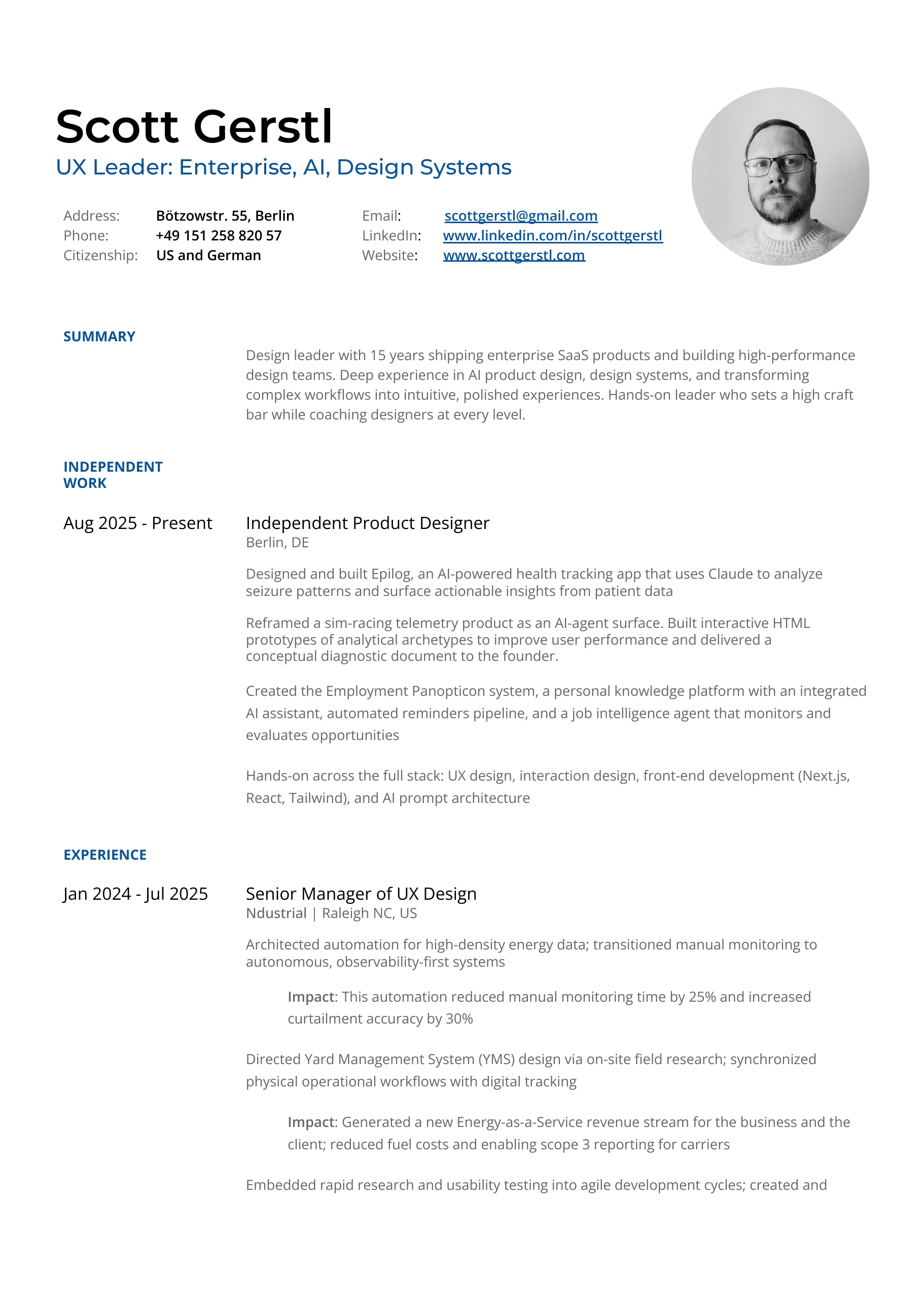 Scott Gerstl Resume | Page 1